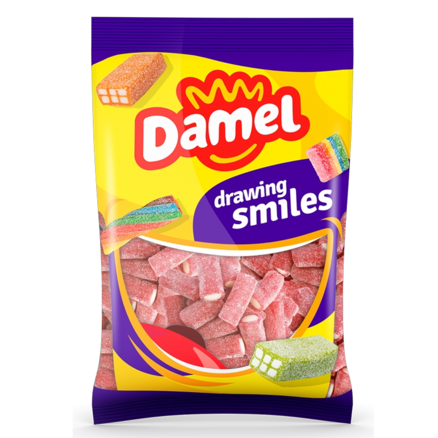 Damel Sour Mini Strawberry Sticks 1kg
