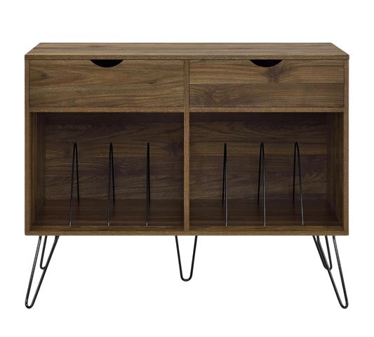 Kommode Plattenspielerständer mit Schubladen, Nussbaumoptik