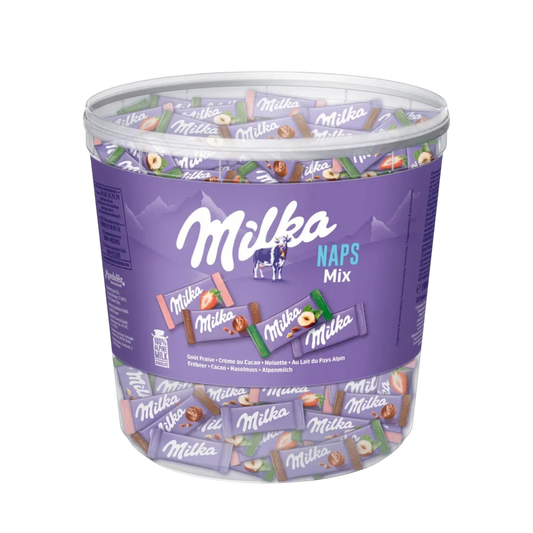 Milka Minischokolade Naps Mix, Mini-Tafeln, 1kg, 207 Stück