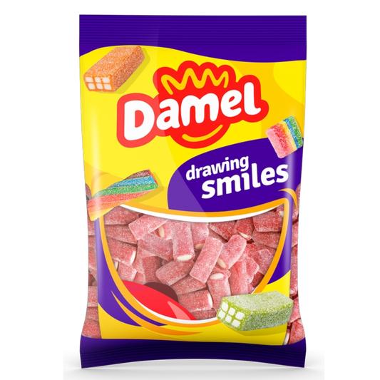 Damel Sour Mini Strawberry Sticks 1kg